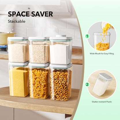 Ankou Food Storage Container Sets, 2.8 Qt + 4.2 Qt Airtight Canisters with Lids and 130ml Scoop, BPA-Free Plastic Pantry Containers for Flour, Sugar, Rice - color: 2.8 Qt + 4.2 Qt