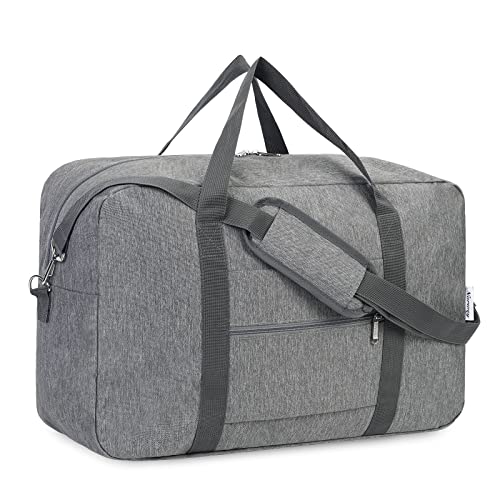 For Spirit Airlines Personal Item Bag 18x14x8 Foldable Travel Duffel Bag Tote Duffle Carry on Luggage for Women and Men 30L (Grey (With Shoulder Strap)) - color: Grey, size: 30L