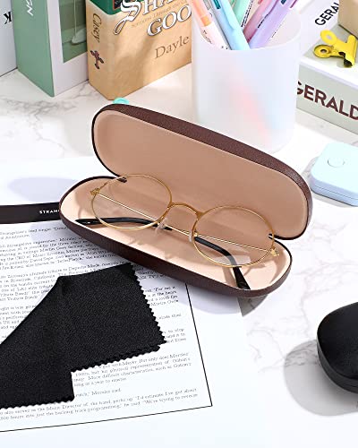 Frienda 3 Pieces Hard Shell Glasses Case Eyeglass Case Protective Sunglass Holder with Cleaning Cloth for Men Women Unisex - color: Blue, Brown, Black