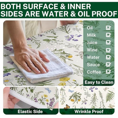 Picnic Table Cover with Bench Covers Elastic Edges, Wildflower Flower Camper Fitted Table Cover, Outdoor Camping Essentials 72 Inch 3PCS, Waterproof Camping Fitted Tablecloth with Drawstring Bag - color: Wildflower Botanical, size: 72in