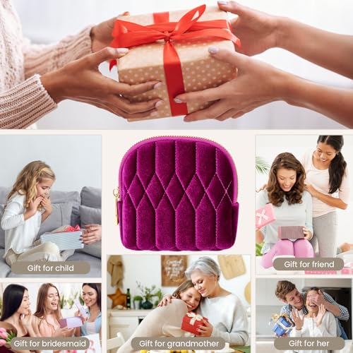 2026 New Travel Jewelry Case, Small Travel Jewelry Bag with Zipper, 5-Layer velvet Travel Jewelry Pouch for Bracelet Rings Earring, chain,pendants,Bracelet (Rose Violet) - color: Rose Violet