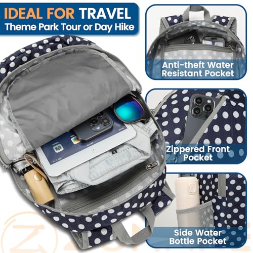 ZOMAKE Ultra Lightweight Packable Backpack 25L - Foldable Hiking Backpacks Water Resistant Small Folding Daypack for Travel(Navy Blue,White polka dots) - color: Navy Blue,white Polka Dots