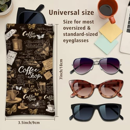 Eyeglasses Sunglasses Case PU Soft Squeeze Top Glasses Pouch for Women Men,Animal Pattern Portable Anti Scratch - color: Brown-coffee