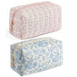 Makeup Travel Cosmetic Bag, Two Pack: Pink+Blue Floral, Zipper Closure, Durable Polyester, Perfect for Toiletry, Makeup, Travel - color: Two Pack: (Pink+Blue Floral)