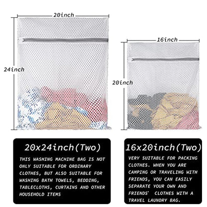 Extra Large Honeycomb Mesh Laundry Bag125gsm Net Fabric Durable and Reusable Delicate Wash Bag,Travel Organization Bag for Lingerie,Clothes,Jeans,Bath Towel,Sock (Set of 4(2L+2XL)) - size: Set of 4 (2 Large + 2 X-Large)
