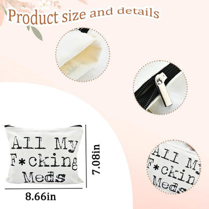 YangQian All My Fuckin Meds Bag for Women Medicine Gifts for Nurse Practitioner Patient Funny Med Bags Organizer Pouch Medicine Canvas Bag with Zipper - color: All My Fucking Meds Style1