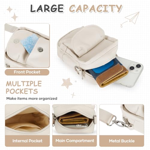 SEAFEW Mini Crossbody Bag Shoulder Bag for Men, Small Messenger Satchel Bag for Women - color: Beige - Sling