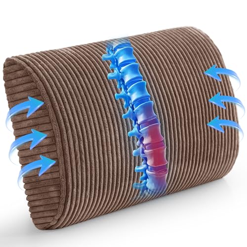 HIGOGOGO Lumbar Support Pillow for Recliner Chair/Accent Chair/Couch, Large Memory Foam Back Support Cushion for Elderly, Recliner Cushions for Back Rest, Pain Relief, Reading, Washable Cover, Brown - color: Brown, size: 20"x14"x5"
