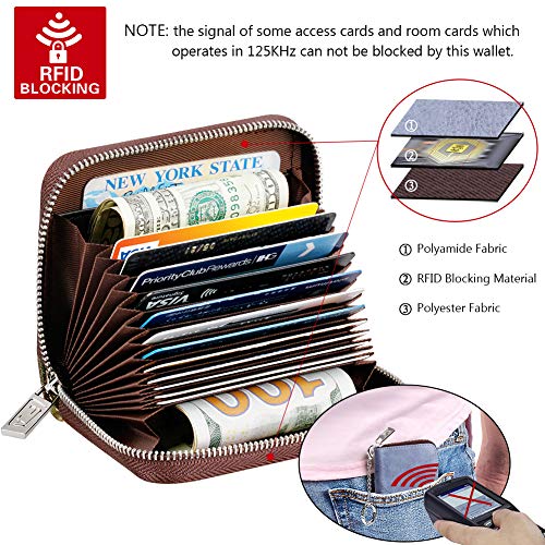 FurArt Zipper Wallet Women, RFID Blocking Credit Card Wallet, Business Card Holder, Compact Size KeyChain Wallet - color: Gery Blue