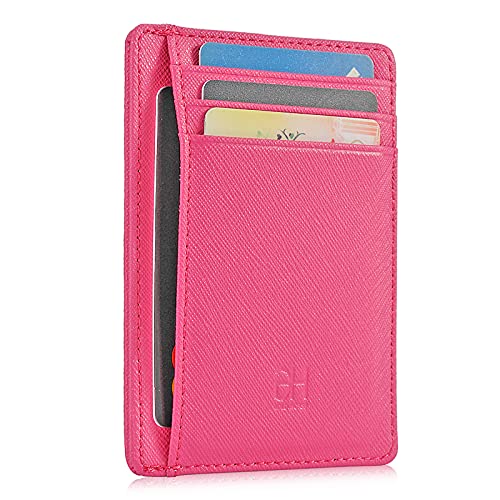 GH GOLD HORSE Slim RFID Blocking Card Holder Minimalist Leather Front Pocket Wallet for Women | Slim - color: Cross-RR