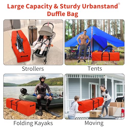 Urbanstand 48 Inch Extra Large Duffle Bag for Travel, Sports Gear Storage Bag with 2-way Lockable Zippers, Long Canvas Duffel Bag for Tent Camping tripod (Orange) - color: Orange, size: 48inch