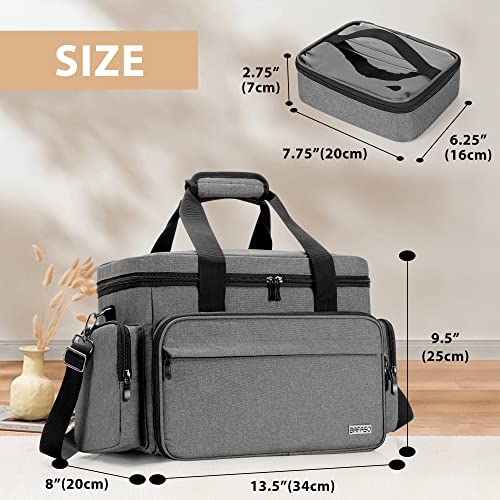 BAFASO Large Makeup Bag with 2 Removable Pouches and Detachable Dividers, Multifunctional Toiletry Bag Cosmetic Bag to Keep Makeup and Hair Supplies (Patent Pending), Gray - color: Gray