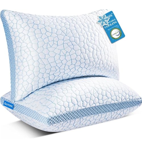 QUTOOL Enhanced Cooling Pillows for Sleeping, CertiPUR-US Shredded Memory Foam Pillows King Size Set of 2 for Hot Sleeper, Adjustable Bed Pillow for Side, Back, Stomach Sleepers Support Yet Soft, Blue - color: Blue-ice Plus, size: King(Pack of 2)