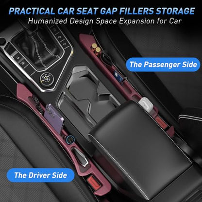 Car Seat Gap Filler 2Pack, Inserts Between Seats Console with Organizer Storage Upgraded Phone Holder Side Seat Gap Fillers Cars Front Seats Fill Plug Car Essentials for Vehicle SUV Truck (Wine Red) - color: Wine Red