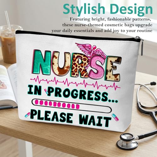 Nurse Graduation Gifts for Women, Nurse Medical Makeup Bag Appreciation Birthday Gifts for Nurses, Nursing Essentials Travel Cosmetic Pouch Bags with Zipper - B01 - style: Nurse in Progress Please Wait