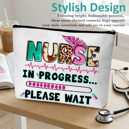 Nurse Graduation Gifts for Women, Nurse Medical Makeup Bag Appreciation Birthday Gifts for Nurses, Nursing Essentials Travel Cosmetic Pouch Bags with Zipper - B01 - style: Nurse in Progress Please Wait