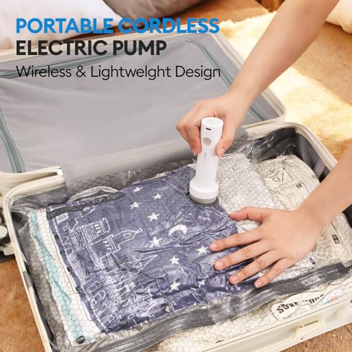 13 Pack Vacuum Seal Bags for Clothing Travel with Electric Pump, Space Saver Vacuum Storage Bags Sealed, Compression Packing Bags for Luggage, Blankets Clothes, Comforter (2 Jumbo+3 L+3 M+5 S) - style: Vacuum Seal Bags for Clothing Travel