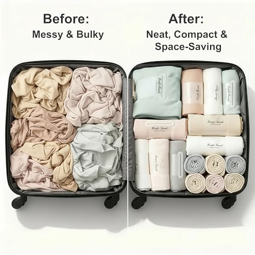 8 Pack Self-Adhesive Clothes Organizer Straps, Reusable Clothing Storage Bands for Shirts & Towels, Fabric-Safe Closet Organizer Straps for Drawer & Luggage Packing (Large)