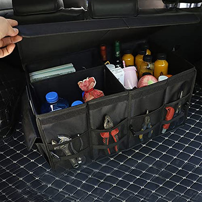 Tianle Car Trunk Organizer - Collapsible Trunk Organizer & Lid Foldable Cover Aluminium Alloy Handle Reflective Strip for Auto, SUV, Truck, Minivan (L Black) - color: L Black