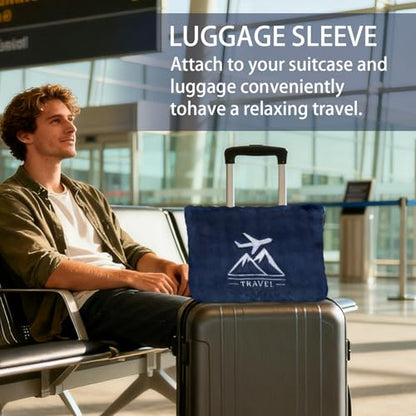 Travel Blanket and Pillow-2-in-1, Ultra-Soft&Compact,Airplane Blanket with Hand Luggage Belt and Backpack Clip,Travelers Accessories Gifts, 61x43 Inches（Navy） - color: Navy