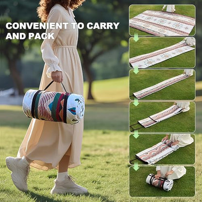 77.56"×77.56" Large Picnic Blankets Waterproof Picnic Mat Foldable Picnic Blanket for 4 to 6 Adults 3-Layer Outdoor Blanket for Camping, Park, Beach, Grass