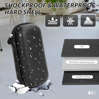 Double Glasses Case for Women Men, Dual Eyeglass Travel Organizer with Wristband - color: Black