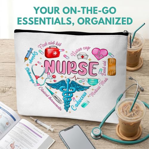 Nurse Graduation Gifts for Women, Nurse Medical Makeup Bag Appreciation Birthday Gifts for Nurses, Nursing Essentials Travel Cosmetic Pouch Bags with Zipper - B03 - style: Caduceus
