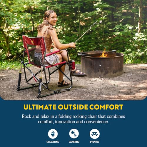 GCI Outdoor Freestyle Rocker Outdoor Rocking Chair with Beverage Holder - color: Black, style: Freestyle Rocker