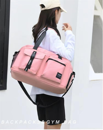 New Sports Tote Gym Travel Luggage Shopping Delivery Weekend Camping Overnight Bag(pink) - color: pink