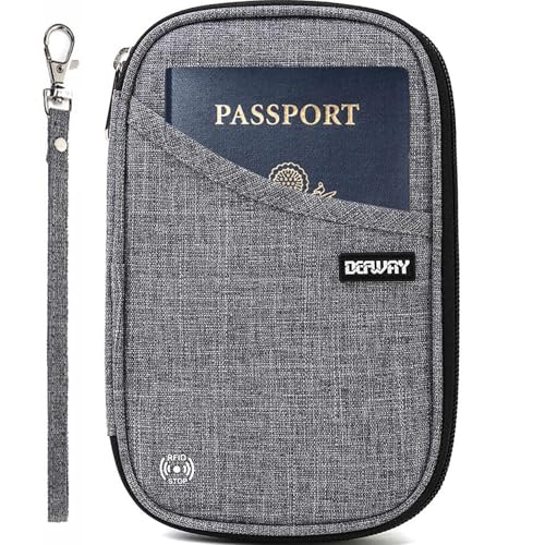 Passport Holder for Travel, Rfid Blocking Passport Wallet Travel Wallet Waterproof Case for Cards Passport Case, Travel Document Organizer Credit Cards Case Rfid Passport Holder for Travel - color: Grey