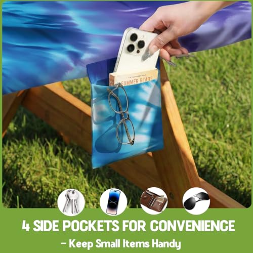 Fitted Picnic Table Cover with Bench Covers Vinyl Waterproof Elastic Edges Fitted Rectangle Table Cloth Patio Tablecloth Camping Gear Essentials Rv Accessories Road Trip Supplies Car Travel Must Have - color: Blue Purple Tie-dye, size: 96in