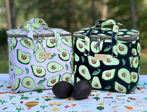 Kwang Min Avocado Insulated Lunch Bag for Women,Reusable Lunch Box,Large Cooler for Office,Picnic Outdoors,Premium Durable Fabric,Light,Ideal Summer Bag (Avocado Black) - color: Avocado Black