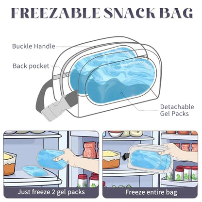 Cerbonny Small Cooler Bag, Freezable Snack Bag, Mini Cooler, Small Insulated Bag For Work,Travel, Picnic, Camping & Daily Use,Blue Heart - color: Blue Heart