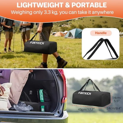 FUNYKICH Folding Camping Table(L19.9''xW16.1''), Aluminum Roll-up Portable Picnic Table with 2 Adjustable Height(17.3'' & 27.6'') for Picnic, Camping, BBQ, Party, Backyard, Beach - size: 19.9''L x 16''W x (28''/17.3'')H