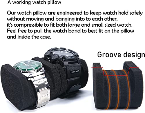 5 slot watch case for travel and storage, hard Watch Roll Organizer holder for Men and Women with microfiber lining - size: 5 slots