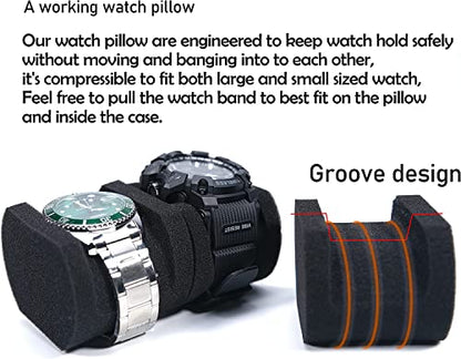 5 slot watch case for travel and storage, hard Watch Roll Organizer holder for Men and Women with microfiber lining - size: 5 slots