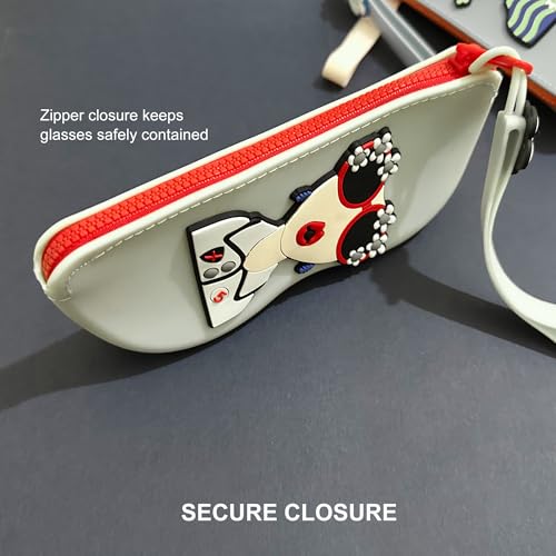 Longjet Soft Silicone Eyeglasses Pouch Case for Glasses and Sunglasses with Zipper Closure and Wristlet Strap - color: Grey