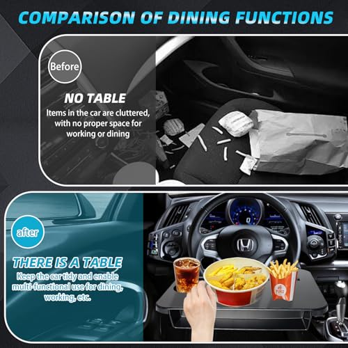 【Compatible with Honda CR-V】 2-in-1-Steering Wheel Tray Table with Seat Gap Filler Organizer.Seat Gap Fit Design: Solves Post-Use Storage Hassle + Stops Annoying Item Drops.