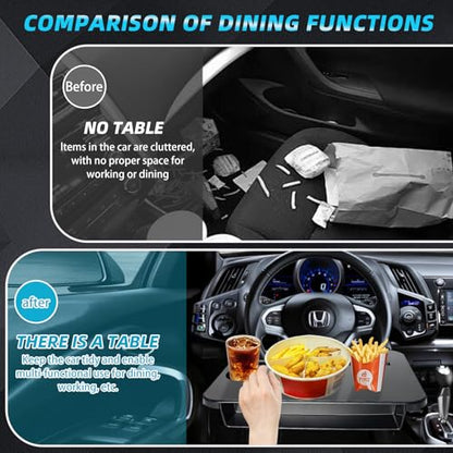 【Compatible with Honda CR-V】 2-in-1-Steering Wheel Tray Table with Seat Gap Filler Organizer.Seat Gap Fit Design: Solves Post-Use Storage Hassle + Stops Annoying Item Drops.