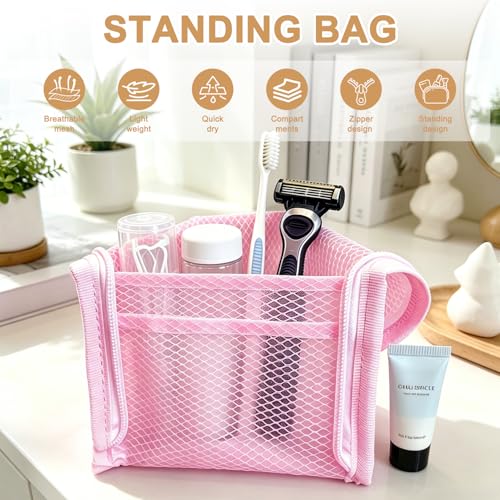 Standing Toiletry Bag, Portable Lightweight Travel Toiletry Bag (White) - color: White