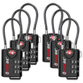 Open Alert TSA Approved Luggage Locks, 6 Pack, Easy Read Dials with Alloy Body. - color: Black 6 Pack