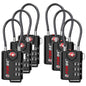 Open Alert TSA Approved Luggage Locks, 6 Pack, Easy Read Dials with Alloy Body. - color: Black 6 Pack
