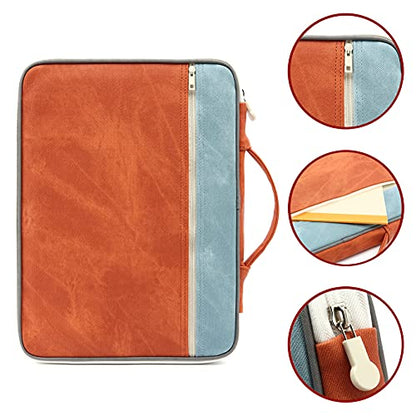 Document A4 Bag Case Waterproof Organizer Portfolio Office Travel Zipper Multi-Function Pouch - color: Blue Khaki