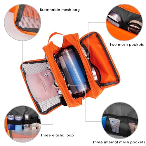 Toiletry Bag for Men Hanging Dopp Kit Water Resistant Shaving Bag Small Toiletry Bag for Traveling (Pure Orange) - color: Pure Orange