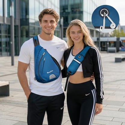 Seektop Anti Theft Crossbody Bag for Women RFID Blocking Waterproof Sling Backpack Lightweight 400D Nylon Small Chest Pack Shoulder Bag for Travel Hiking Commuting Men Blue - color: Blue