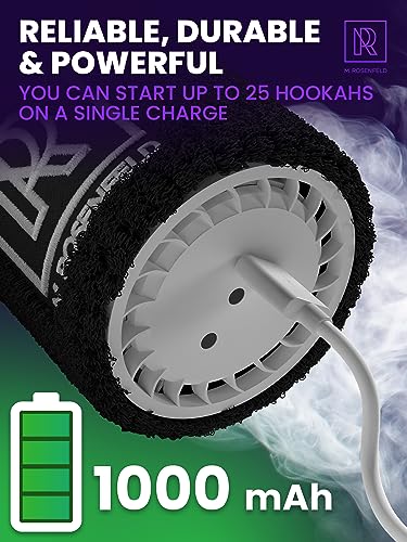 M. ROSENFELD Purple Mini Hookah Pump Hookah Starter with Rechargeable Battery - Electric Hookah Starter Vacuum Kit with Led Light - Mini Portable Charcoal Starter