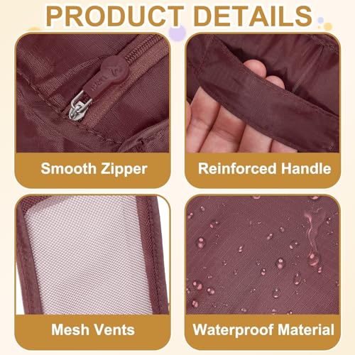 Foldable Travel Shoe Bag, Waterproof Shoe Pouches Organizer with Handle Travel Packing Cubes -Fitting for Storing (Sneakers/Sandals/Fitness Shoes) 2 Pcs & Dark Red/Navy Blue - color: Dark Red/Navy Blue