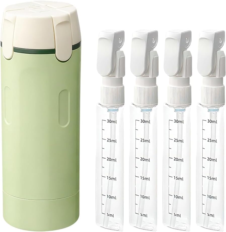 Travel Dispenser Set, 4 Pack 30ml Leak Proof Portable Bottles for Shampoo, Lotion, Conditioner, Cream, with Label Stickers (1, Green) - color: Green