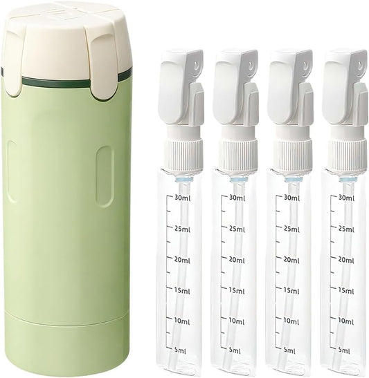Travel Dispenser Set, 4 Pack 30ml Leak Proof Portable Bottles for Shampoo, Lotion, Conditioner, Cream, with Label Stickers (1, Green) - color: Green