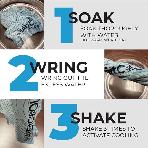 SHAKEitCOOL Original Cooling Towel – Be Cool in Style - Heat Relief, Soft, Lightweight, Sun Protection, Easy Clean - Perfect for Biking, Running, Yoga, Gym, Gardening - Blue Wave - color: Blue Wave